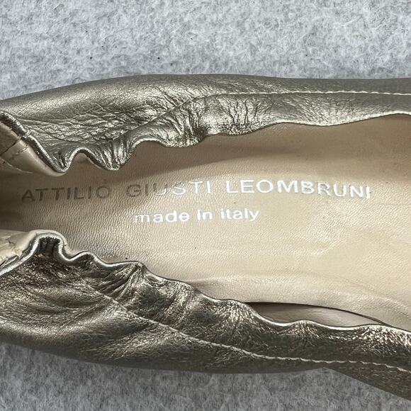 Attilio Giusti Leobruni Leather Peep Toe Kitten Heel - Silver -Women Size 9 (39) - Picture 11 of 13